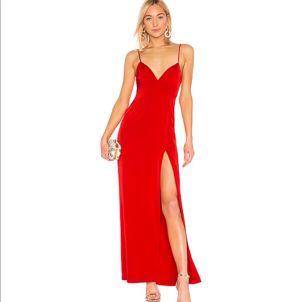 Revolve red slit gown